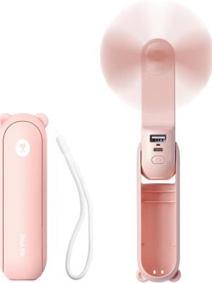 jisulife handheld mini fan, 3 in 1 usb rechargeable portable fan [12 19 working hours] with power bank, flashlight